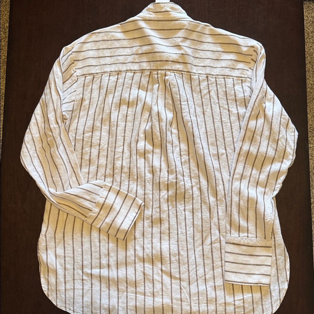 Banana Republic White Striped linen blend shirt - Picture 3 of 3